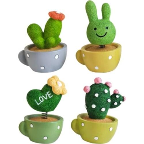 ZOCDOU 1 Piece Cute Spring Animal Group Cactus Statue Figurine Ornament Miniature Toy Decoration