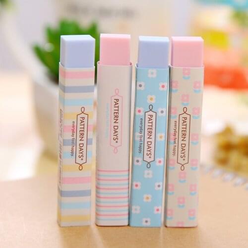 10Pcs Cube Long Rubber Pencial Kawaii Eraser Cute Color Eraser School Supplies Stationery Erasers Correction Products