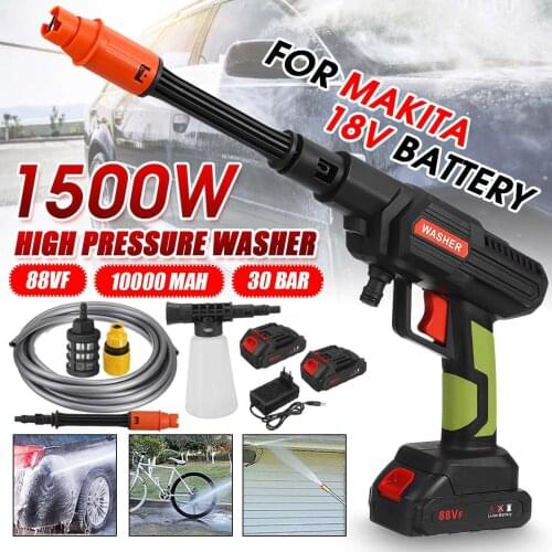 1500W Cordless High Pressure Washer Spray Water Gun Car Wash Pressure Water Nozzle Cleaning Machine for Makita 18V Battery