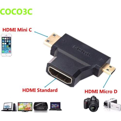 180 degree 3 in 1 HDMI 1.4 A Female to Micro D Mini C Male port Adapter for HDTV Protector Camera Tablet 24K 1080P converter