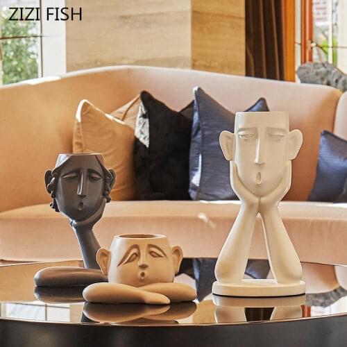 3pcs/set Modern minimalist abstract flower vase ornaments character decoration personality creative vase nordic home decorations