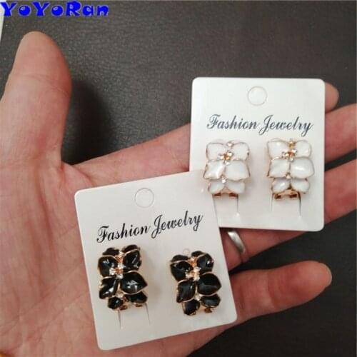 4 Pair drop oil flower stud earrings for woman white black gardenia flake earring girl Bohemia national flower earring jewelry