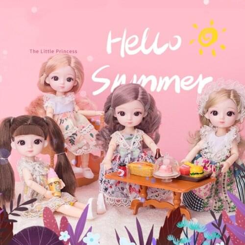 8 Inch 3D Cute Eyes Doll Make Up Doll Gift Jointed Doll Party Fresh Doll Decor Girl Curly Hair Straight Hair Doll Gift