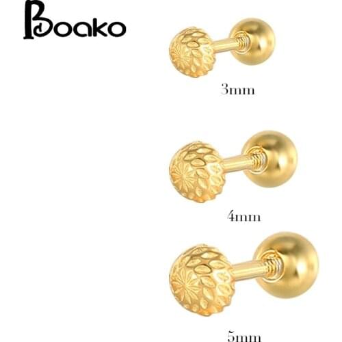 BOAKO 1Pcs 3mm Round 925 Sterling Silver Earrings For Women Stud Earrings Cartilage Jewelry Ear Piercing Mom Gift 2021 Trend