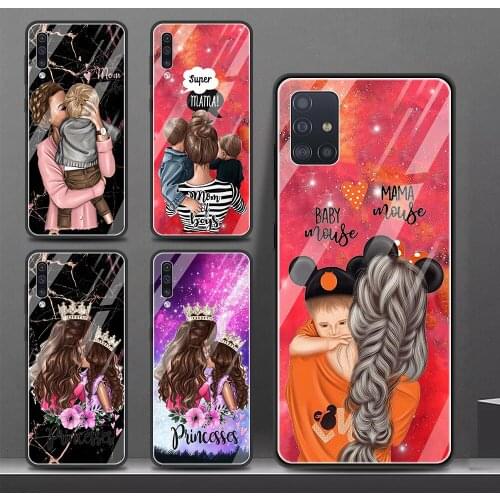 Phone Case For Samsung Galaxy A71 A52 A51 A91 A81 A72 A41 A31 A21s A21 A11 A01 M51 M31 M21 Glass Cover Super Mama Baby Woman
