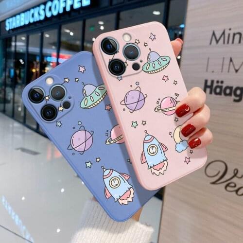 Astronaut Painted Case For iPhone 11 Cases Silicon Cover iPhone 12 Pro Max Mini XR 7 8 Plus X Xs SE 2020 6 6s 12Pro Luxury Funda