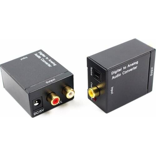 SPDIF Digital to Analog Audio Converter DAC Amplifier Decoder Fiber Coaxial Coax Audio RCA Signal to Analog L/R Audio Adapter