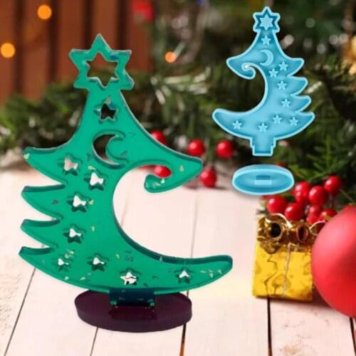 Winter Tree Ring Holder Epoxy Resin Mold Assemble Christmas Tree Silicone Mould DIY Crafts Trinket Box Decorations Mold