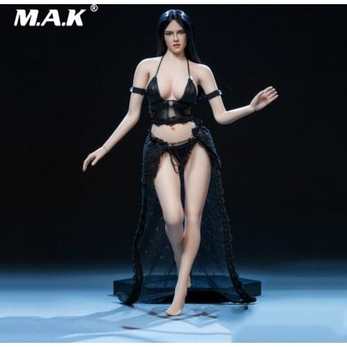 DIY 1/6 Female Figure Accessory Seamless Largest Bust Body & Kristen Stewart with Long Black Hair Head Sculpt & Clothes Model