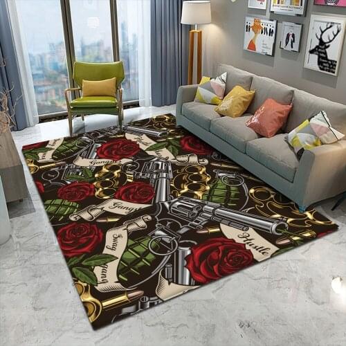 Tapetes De Sala Skull Carpet Flannel Anti-slip Area Carpet Mat Mat Dining Room Living Room Soft Bedroom Decorative Carpet