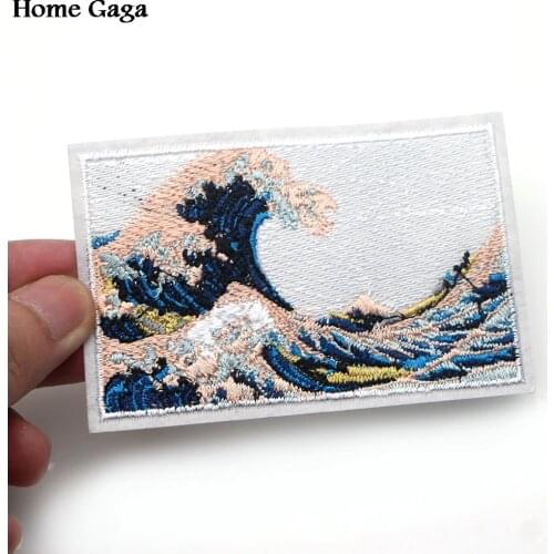Homegaga The Great Wave off Kanagawa Applique patches stickers pour sewing bag jersey clothing para jacket badges iron on D0865