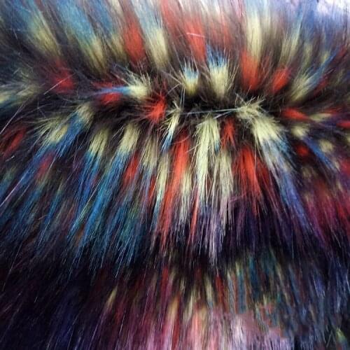 High imitation color raccoon fur, multicolored jacquard imitation raccoon fur collar, fake wool and artificial wool fabric