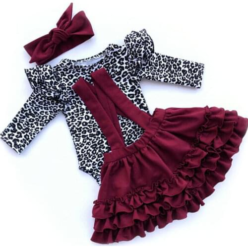 0-24M Leopard Newborn Infant Baby Girl Clothes Set Autumn Spring Long Sleeve Romper Ruffles Skirts Outfit Baby Girl Costumes