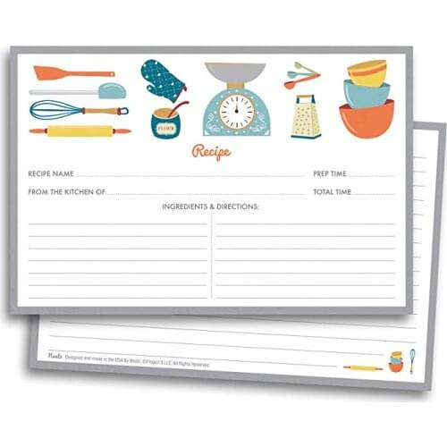 Kitchenware Recipe Cards Double Sided Cards Paper Stationery for Home Kitchen Invitation Cards 20 Pcs/pack4x5.6 Inches Card