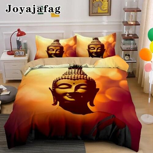Meditation Smile Buddha King Queen Bedding Set Soft Fabric Duvet Cover Sing Double Twin Size With PIllowcase Bedclothes