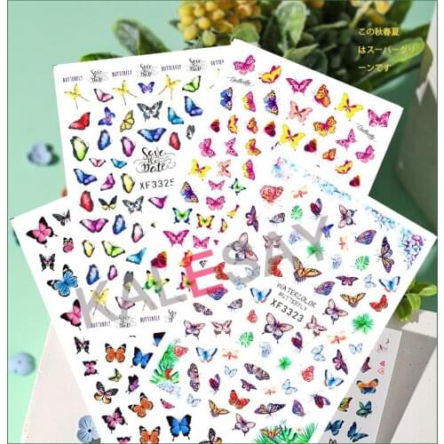 Nail Art Sticker Colorful Butterfly Nail Decal Sticker Manicure Design Insect Sticker on Nail Decoration Self Adhesive Foil