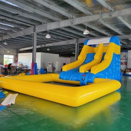 Latest design new product online inflatable slide with swimming pool units