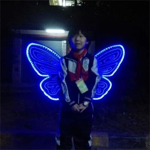 New Led Luminous Light Up Flashing Growing Wings For Child Dance Costume Can Change 7 Colors For Stage Show DHL Free Shipping