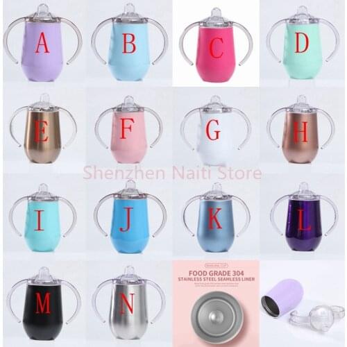 New 9oz Thermos Flask Tumbler Water Bottle BPA Free Stainless Steel Baby Sippy Cup Kids Pacifier Insulated Milk Cup Travel Mug