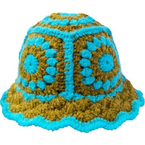 New Panama 2021 women fashion brand wool hats pure cotton Winter hat foldable Hollow Crochet Knitting multicolor Bucket hat