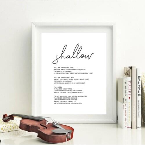 Shallow Song Lyrics Art Print A Star is Born Song Lyrics Wall Art Canvas Painting Picture Baby Shower Gift Baby Room Wall Decor