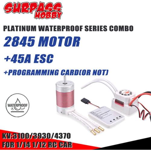 SURPASS HOBBY Combo 2845 Platinum Brushless Motor Waterproof ESC 45A Programming Card for 1/14 1/12 RC Car traxxas trx4 scx24