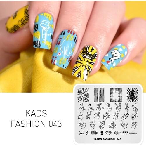 KADS Nail Polish Stamping Printing Rectangle Stamping Template fashion Gesture Image of nail art templates homemade nail art
