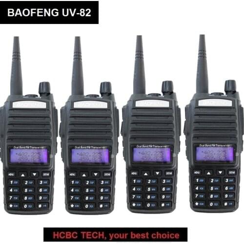4PCS BAOFENG UV-82 Dual PTT Walkie Talkie 10KM Dual Band VHF UHF 136-174MHz/400-520MHz Ham CB Radio Station HF Transceiver