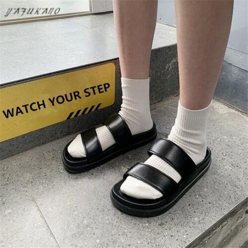 Thick-Soled Sandals And Slippers Women Summer Fashion Outdoor Retro Harajuku Style Beach Shoes Platform Casual Slides