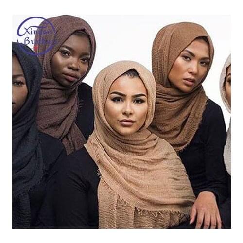 2018 New Arrival Classical Premium Viscose Maxi Crinkle Cloud Hijab Scarf Shawl Soft Islam Muslim Wholesale & Retail Scarves