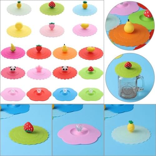 Cute Tea Coffee Lids Seal Cap Dustproof Leakproof Suction Cup Cover Silicone Cup Cover