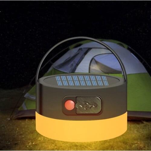 Solar Camping Light LED Portable Lantern USB Rechargeable Mini Hanging Tent Lamp Outdoor Waterproof Emergency Light