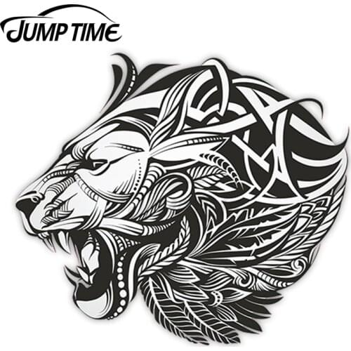 Jump Time Lion Vinyl Stickers Big Cat Tattoo Cool Sticker Laptop Luggage JDM Decal Car Wrap Bumper Trunk Truck Graphics