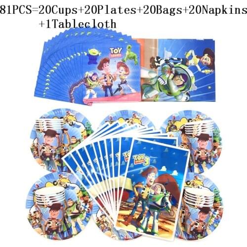 Newest Toy Story 4 Party Supplies Birthday Theme Disposable Tableware Set For Kids Favors Buzz Light Year Cartoon Party Supplies