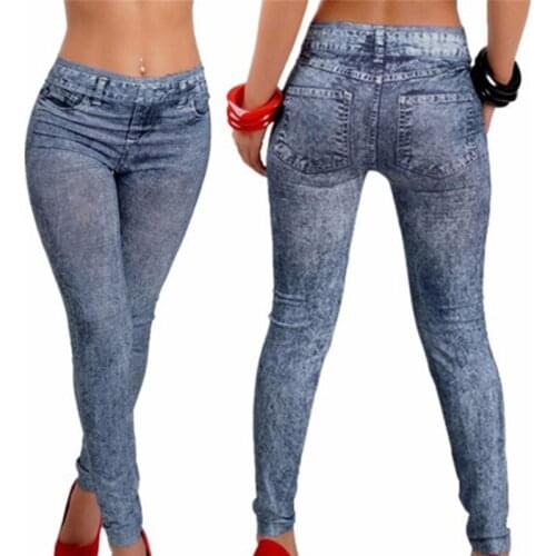Sexy Women Ladies High Waist Push Up Fitness Denim Jeans Leggings Pants Spandex Women Sexy Streetwear Legging Legins Mujer Femme