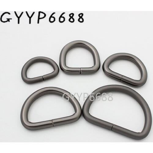 10-100 pieces 5 size 20-21-25-32-39mm matte gun black metal purse accessory alloy opened Iron wire D-rings bag parts