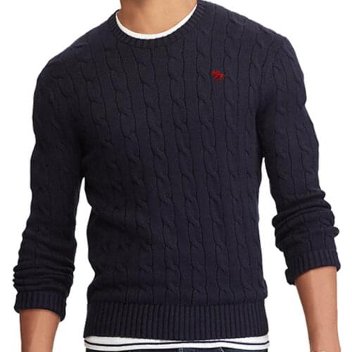 100% Cotton M-3XL High Quality Mens Sweaters Pullovers Long Sleeve Knitted Outerwear Casual Clothes Fashion Slim Male Horse Tops