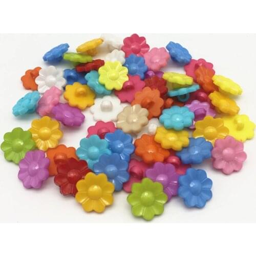 100pcs 15mm Mixed Plastic Sunflowers Buttons Daisy Sewing Garment Accessories Clothing Shanks Button