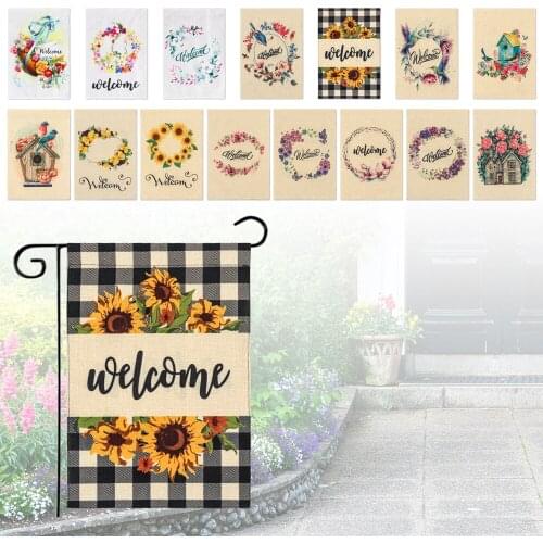 12 x 18 Inch Welcome Spring Garden Flag Sublimation Garland Series Flags Outdoor Holiday Courtyard Decor Double Sided Burlap