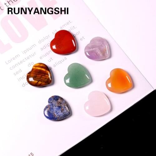 2cm Natural Crystal Seven Chakela Amethyst Heart Shape Quartz gemstone Mineral Healing quartz Collections Decorations Yoga