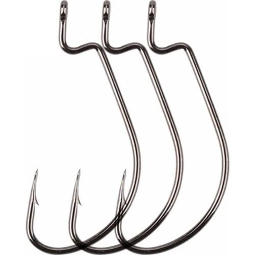20pcs/lot Texan Hooks High Carbon Steel Offset Hook Karpervissen Fishhooks Lure Softjerk 8#~-5/0 Anzuelos Pesca Fishing Tackle