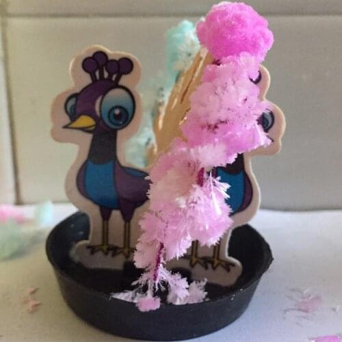 2019 85mm Multicolor Magic Paper Peacock Tree Growing Magically Flamingo Trees Educational Novelty Science Baby Kids Toys 100PCS