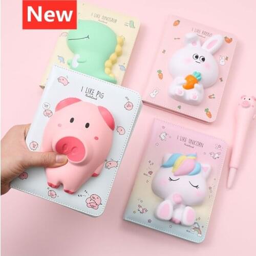 3D Cartoon Notebook 127x75mm Cute Decompression Notebook Reduced Pressure Journal Diary Notepad School Office Stationery Supply