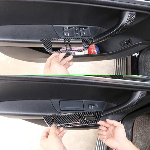 Real Carbon Fiber 3D Sticker Window Lift Panel Switch Button Frame Cover Trim for Volkswagen Touareg 2011-2018 LHD Accessories