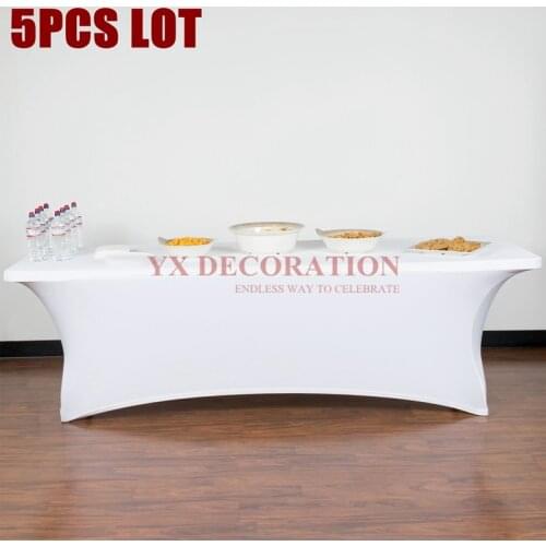 5PCS Lot Spandex Table Cover Rectangle Lycra Home Kitchen Dining Table Linen Cloth Dj Wedding Tablecloth