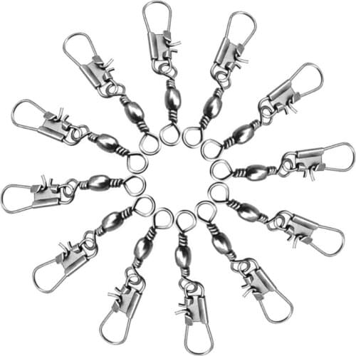 50pcs Stainless steel swivels interlock snap fishing lure Connector accessories