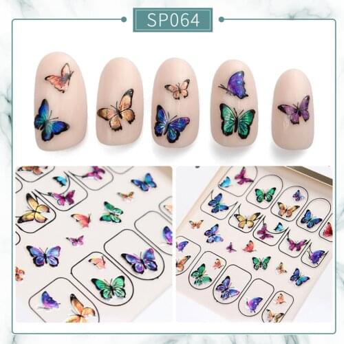 50pcs High Quality Sticker 3D Nail Art Sticker Geometry Butterfly Crystal Fruit Design Adhesive Decals for Manicure Decoration
