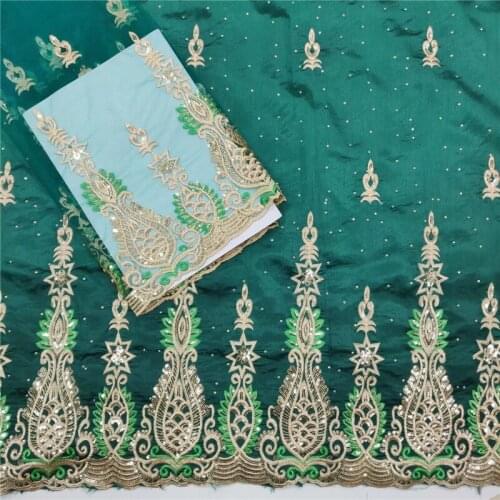 African George Fabric High Quality Indian green Silk George Wrappers Hot Nigerian Lace Fabrics with Blouse for Wedding wh12-34
