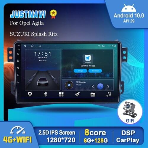 Autoradio Car Radio For Opel Agila SUZUKI Splash Ritz 2008-2014 Android 10.0 Multimedia Video Player GPS Navigation WiFi 4G BT