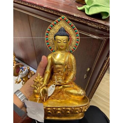 Asia Nepal High grade quality Sakyamuni Medicine Buddha God statue Buddhism HOME Patron saint bless safe good LUCK protection